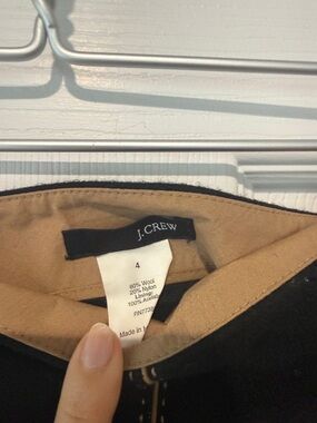 J. Crew Black Wool Skirt with Contrast Tan Stitching